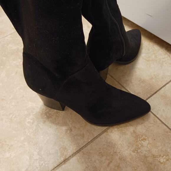 Marc Fisher Alinda Over The Knee Boots Size 9 BLACK Suede 2 Back Tie Tassels - Picture 16 of 16